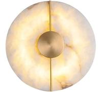 BRRSKBK Aplique de pared de alabastro blanco Aplique de pared de mármol natural de latón Tienda redonda dorada moderna Lámpara de pared LED moderna Lámpara montada en la pared de mediados de siglo par