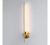 BRRSKBK Aplique de pared de latón moderno de mediados de siglo, accesorios de iluminación para pasillo, montaje en pared, lámpara de pared lineal de tira larga, iluminación de pared vintage dorada con
