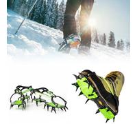BRS-S1A - Crampones de 14 dientes, tacos de hielo para senderismo, senderismo, montañismo, picos de tracción antideslizantes ajustables para nieve, hielo, glaciar, compatibles con botas, zapatillas de