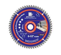 BRSCHNITT 165mm Hoja de Sierra Circular de Metal Duro 60T Dientes de Punta Disco de Corte MultiMaterial con Arandela 20/16mm para Madera Aluminio Plástico