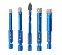BRSCHNITT Brocas Diamante 6 6 8 10+6mm - Broca Corona con Vástago Hexagonal para Porcelánico,Cerámica, Granito, Mármol, Azulejos, Baldosas, Piedra, Muro (5 piezas).