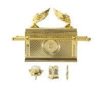 BRTAGG L'Arca de la Alianza Réplica de modelo histórico con Rod of Aaron/Manna/Diez Mandamientos, Figura decorativa religiosa chapada en oro, objeto de colección, Israel judío (escala 1:16, 12 cm)