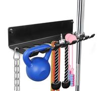 BRTGYM Organizador de gimnasio, colgador de accesorios de gimnasio en casa, ganchos de montaje en pared para barras olímpicas, asas de fila, bates o herramientas (instrucciones de libro electrónico