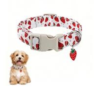 BRTNUP Collar para perro, bonito collar de perro pequeño con patrones florales de fresa y hebilla de liberación rápida, collares ligeros ajustables para perros pequeños, perfecto para uso diario y