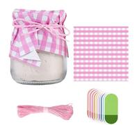 BRTNUP Kit de decoración de tarros de mermelada con tapetes de papel, calcomanías de cara sonriente, cuerda de yute para conservas, accesorios de conservas de frutas, etiquetas y cubiertas para