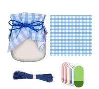 BRTNUP Kit de decoración de tarros de mermelada con tapetes de papel, calcomanías de cara sonriente, cuerda de yute para conservas, accesorios de conservas de frutas, etiquetas y cubiertas para