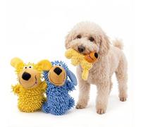 BRTNUP Paquete de 2 juguetes chirriantes para perros, juguetes de limpieza de dientes de perro, juguetes interactivos para perros con chirriadores, juguete masticable para salud dental y estimulación