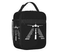 BRTOLIIAO Alfabeto fonético Avión piloto Bolsa aislante para almuerzo para aviación Bolsa unisex Aviador Caza Portátil Térmica Caja Bento