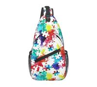 BRTOLIIAO Autism Awareness Colorful Puzzle Piece Bag Chest Bag Man Sling Bandolera Mochila Bolsa de pecho Viaje Senderismo Mochila de Día Bolsa de hombro