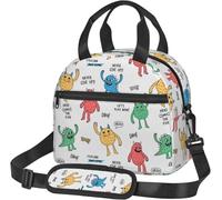BRTOLIIAO Bolsa de almuerzo reutilizable Monstruos Monstruos, bolsa de comida reutilizable para fiambrera con tirante ajustable para trabajo en la oficina Picn