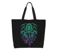 BRTOLIIAO Bolsa de compras reutilizable y cool H.P. Lovecraft Cthulhu Bolsa de hombro de lona portátil El viejo dios de R'lyeh Bolsas de compra