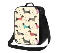 BRTOLIIAO Dachshund Dackel con patrón sin costuras bolsa térmica de almuerzo para mujeres Dackel Salchicha Refrigeradora térmica para perro Bolsa de comida Oficina Viaje de picnic