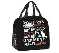 BRTOLIIAO Halloween Pocus Hocus Citas de Gato Negro Bolsa de Comida Comida Impermeable Refrigerador térmico Caja de Comida Térmica Bolsa de Bolsa para Niños para Mujeres