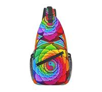 BRTOLIIAO Loto Sanador arcoíris Yin Yang Psicodélico Mandal Bolsa de pecho para hombres Bandolera Mochila de bandolera Bolsa de pecho Mochila de senderismo Bolsa de hombro