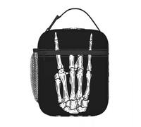 BRTOLIIAO Mano esqueleto balanceando cuernos de metal pesado Una bolsa de almuerzo