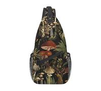 BRTOLIIAO Midnight Mushrooms Forest Botánica Night Garden Bolsa de pecho Hombre Bandolera Mochila bandolera Bolsa de pecho Senderismo Mochila de hombro
