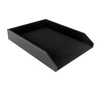 Bruafsir Bandeja para cartas de colección de piel sintética, organizador de escritorio para documentos, bandeja para documentos de oficina apilable (negro)