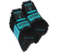 BRUBAKER 10 Pares de Calcetines de Trabajo para Hombre Proporcionan una Sujeción Óptima - Calcetines de Algodón Funcionales y Robustos - Talón y Puntera Reforzados - Negro Turquesa - Talla 43-46