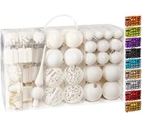 BRUBAKER 101-piezas de Bolas de Navidad con Copas de Árboles - Blanco Crema