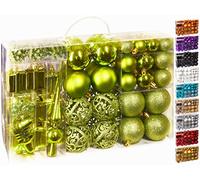 BRUBAKER 101-piezas de Bolas de Navidad con Copas de árboles Color Verde Claro