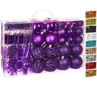 BRUBAKER 101-piezas de Bolas de Navidad con Copas de árboles Morado