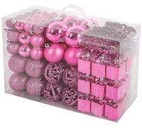 BRUBAKER 101-piezas de Bolas de Navidad con Copas de árboles Rosa