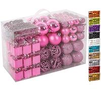 BRUBAKER 101-piezas de Bolas de Navidad con Copas de árboles Rosa