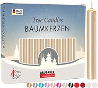 Brubaker 20 Paquete de Cera para Velas de Árbol - Oro pálido | Velas de Pirámide y de Árbol de Navidad
