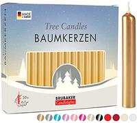 Brubaker 20 Paquete de Cera para Velas de Árbol - Oro | Velas de Pirámide y de Árbol de Navidad