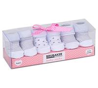 BRUBAKER 3 Pares de Calcetines Bebé Niñas Niños 0-12 Meses - Rayas y Triángulos - en Caja Regalo