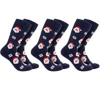 BRUBAKER 3 Pares de Calcetines de Navidad para Hombres y Mujeres - Papá Noel - Calcetines de Algodón Navidad - Talla 41-45