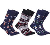 Brubaker - 3 pares de calcetines navideños - Calcetines divertidos con motivos navideños - Algodón - Regalo de Navidad para hombres y mujeres - Calcetines unisex de algodón en talla única, 41-45