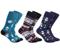 Brubaker - 3 pares de calcetines navideños - Calcetines divertidos con motivos navideños - Algodón - Regalo de Navidad para hombres y mujeres - Calcetines unisex de algodón en talla única, 35-40