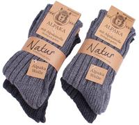 BRUBAKER 4 pares de calcetines de pura lana de alpaca - grises - tamaño 35/38