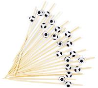 BRUBAKER 50 Piezas Pinchos de Cóctel Fútbol - Brochetas de Madera de 12 cm para Aperitivos, Snacks, Fruta, Tartas y Cócteles - Brochetas de Madera Decoración de Fiesta para la Copa del Mundo