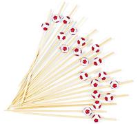 BRUBAKER 50 Piezas Pinchos de Cóctel Fútbol Rojo - Brochetas de Madera de 12 cm para Aperitivos, Snacks, Fruta, Tartas y Cócteles - Brochetas de Madera Decoración de Fiesta para la Copa del Mundo