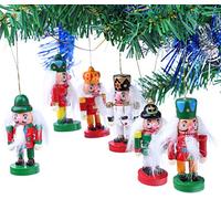 BRUBAKER 6 Adornos navideños para tu árbol de Navidad - Decoraciones Cascanueces para árboles de Navidad - Decoraciones para árboles de Navidad de Madera - Pintado a Mano