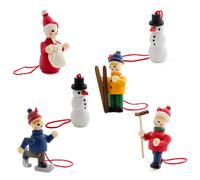 BRUBAKER 6 Handpainted Wooden Christmas Tree Ornaments Decoration Winter Outdoor Activity- Santa Claus, Snowman, Ice Skater, Skier - Designed in Germ