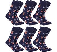 BRUBAKER 6 Pares de Calcetines de Navidad para Hombres y Mujeres - Motivo Navideño - Reno - Calcetines de Algodón Navideños - Regalo para el Adviento, Papá Noel y la Navidad