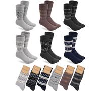 BRUBAKER 6 Pares de Calcetines Noruegos de Invierno - Calcetines Térmicos Unisex con Rizo Interior para Hombre y Mujer - Extra Cálidos y Suaves - Colores Gris, Azul, Marrón y Antracita - Talla 43-46