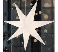 BRUBAKER 60 cm Estrella de Navidad de Interior - Estrella de Adviento LED para Colgar - Estrella Luminosa de Papel 3D para Colgar para Decoración Navideña - Iluminable con Pila Navidad - Blanca