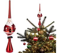 BRUBAKER Adorno para el Árbol de Navidad Grueso Papá Noel - Punta para el Árbol de Navidad Brillante - Cima para el Árbol de Navidad Grande 35 cm Papá Noel - Rojo