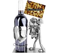 BRUBAKER Amantes con Corazones Portabotella Vino Metal Hecho a Mano Noble Regalo