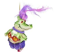 BRUBAKER Bola de Navidad Dama de Cocodrilo de Vidrio - Pintada a Mano y soplada con la Boca - Dama de Cocodrilo Decoración del Árbol de Navidad Divertida