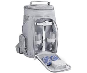 BRUBAKER Bolsa Refrigerante para 2 Botellas de Vino y Champán de hasta 1,5 l, Bolsa Refrigerante Acolchada para Vino - Portátil con Asa en Gris