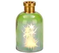 BRUBAKER Botella luminosa 'Magia' con 10 estrellas LED - 24 cm de altura - alto verde/latón