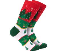 BRUBAKER Calcetines de Navidad para Hombres y Mujeres - Árbol de Navidad Patrón Rojo/Verde - Calcetines de Algodón Navidad - Talla 35-40