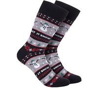 BRUBAKER Calcetines de Navidad para Hombres y Mujeres - Motivo Navideño - Que Nieve - Calcetines de Algodón Navideños - Regalo para el Adviento, Papá Noel y la Navidad