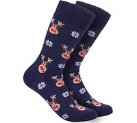 BRUBAKER Calcetines de Navidad para Hombres y Mujeres - Motivo Navideño - Reno - Calcetines de Algodón Navideños - Regalo para el Adviento, Papá Noel y la Navidad