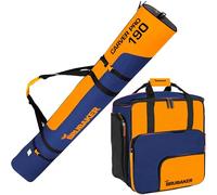 BRUBAKER Carver Pro - Juego de bolsas para botas de esquí y saco de esquí para 1 par de esquís, bastones, zapatos y casco, acolchado, resistente y robusto, juego de bolsas para esquiadores, azul y